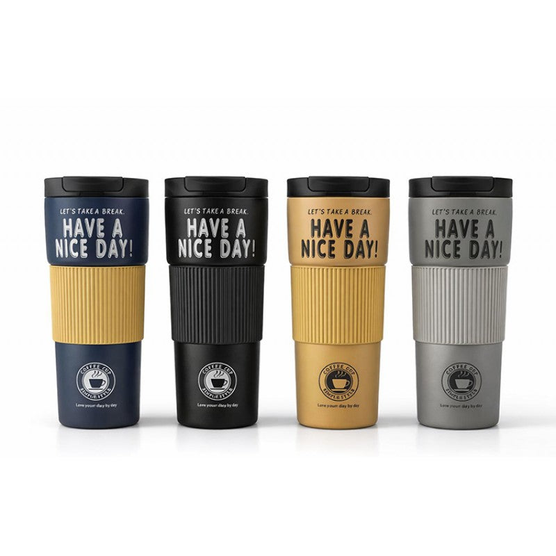 600 ML Paslanmaz Çelik Termos Mug – “Have a Nice Day” Tasarımlı Sızdırmaz Bardak