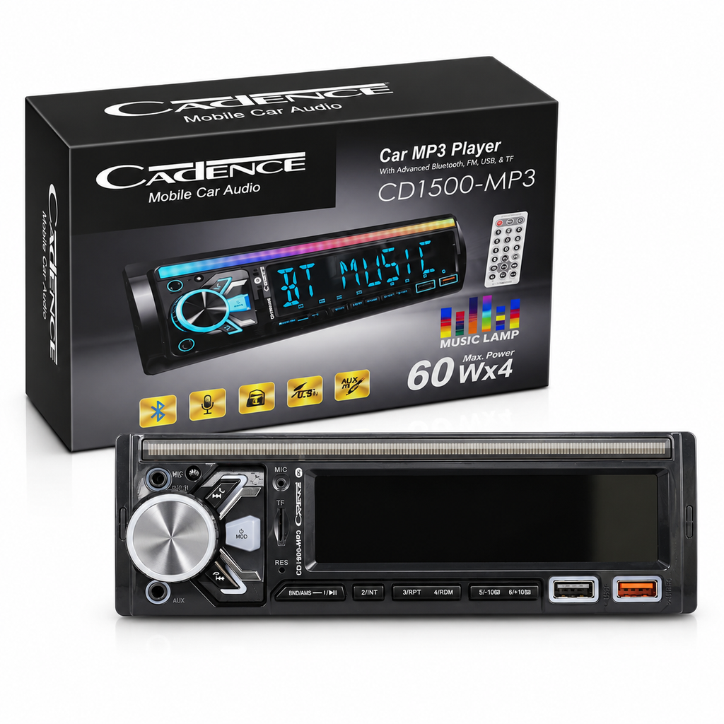 Cadence CD-1500 RGB Işıklı Bluetooth USB Oto Teyp – Ekolayzırlı MP3 Player