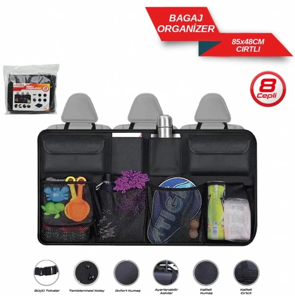 Oto Bagaj Organizer 8 Cepli 85x48cm Cırtlı