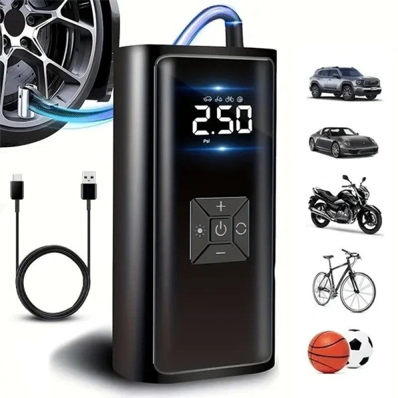 Dijital Şarjlı Taşınabilir Araç Hava Kompresörü – 150 PSI Kablosuz Lastik Şişirme Cihazı (R-200)