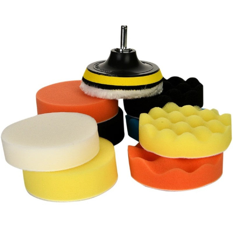 Oto Pasta Cila Polisaj Sünger Seti 11 Parça | Matkap Uyumlu Parlatma & Çizik Giderme Seti