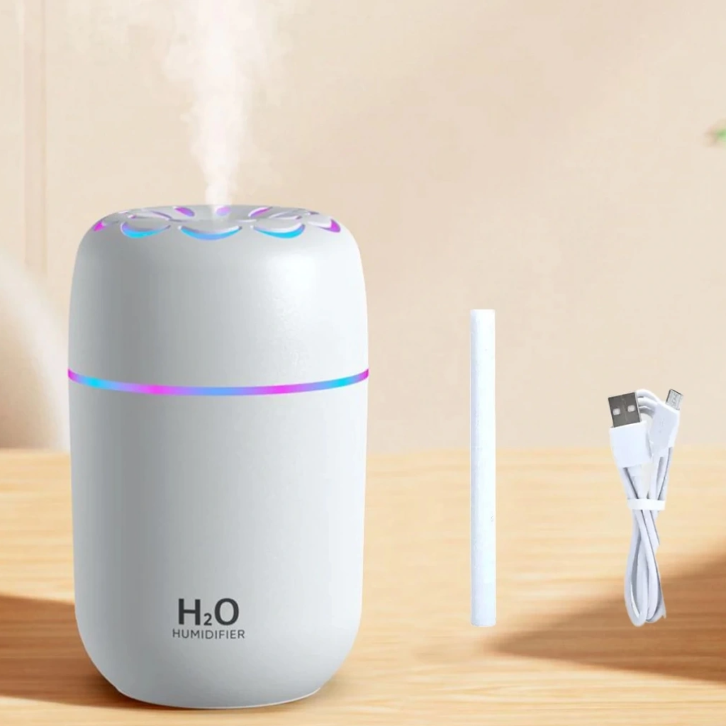 Araç İçi Nemlendirici Çiçekli Model H2o Rgb Kablolu Beyaz Buhardanlık