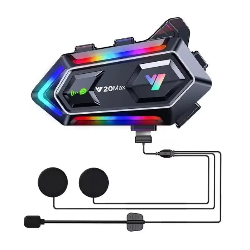 Y20 Max Kablosuz Motosiklet Kask Intercom – Bluetooth 5.3, Gürültü Engelleyici, Su Geçirmez