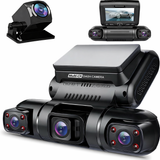 PRUVEEO 4K Ultra HD 360° Görünüm 4 Kanallı Araç Kamerası | Ön Arka İç Sol Sağ Kayıt | GPS WiFi Park Modu