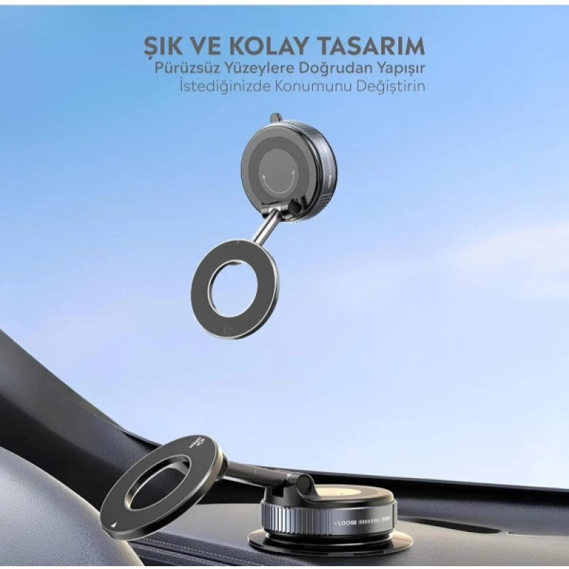 Vakumlu Manyetik Araç İçi Telefon Tutucu | Güçlü Mıknatıs | 360° Döner Sabitleme