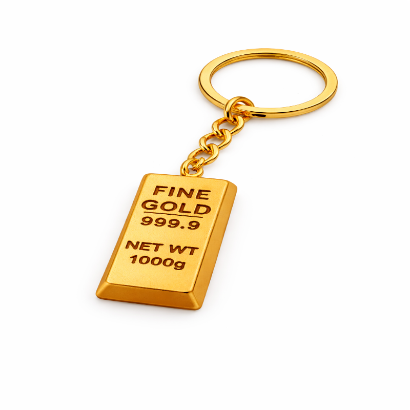 Külçe Altın Oto Anahtarlık Metal Sarı Gold Renk Minyatür Külçe Altın