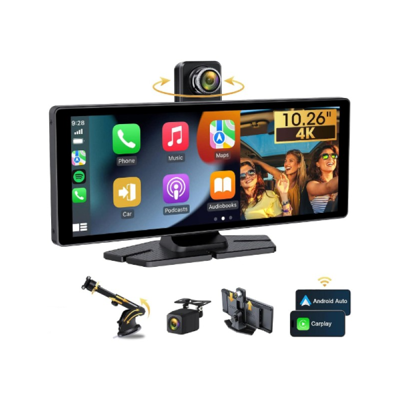 4k Çift Lens Kameralı Apple Ve Android CarPlay Araç Kamerası