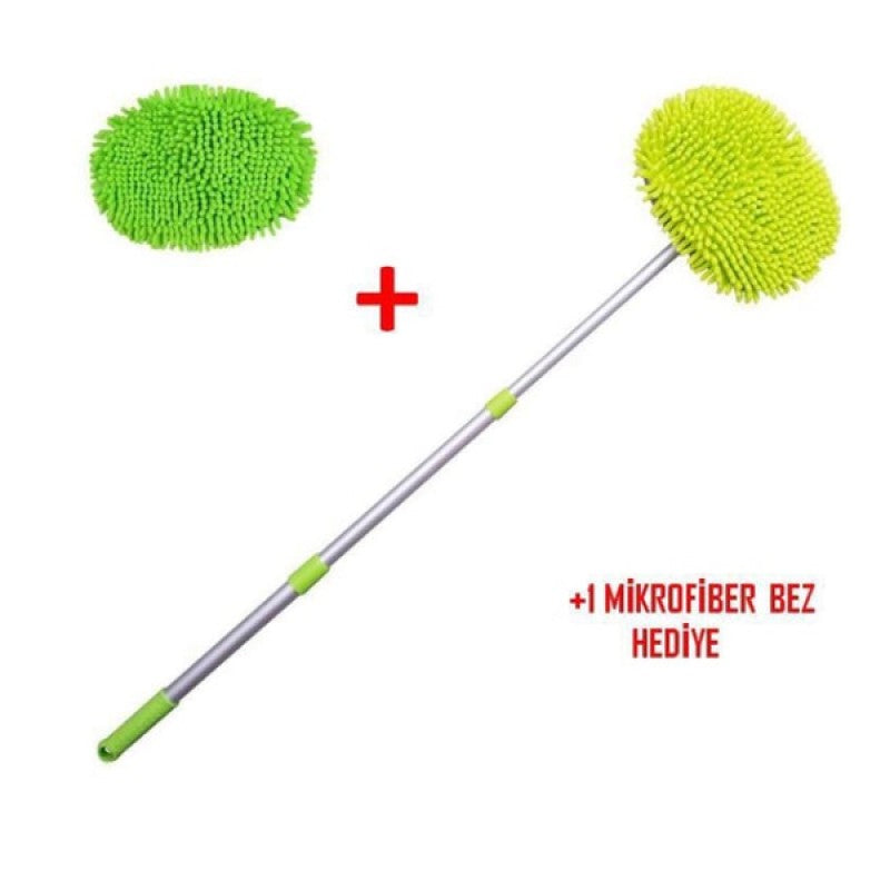 Yedek Bezli Mikrofiber Araba Yıkama Fırçası | Uzun Saplı | Çizmez Oto Temizlik Fırçası