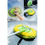 Yedek Bezli Mikrofiber Araba Yıkama Fırçası | Uzun Saplı | Çizmez Oto Temizlik Fırçası